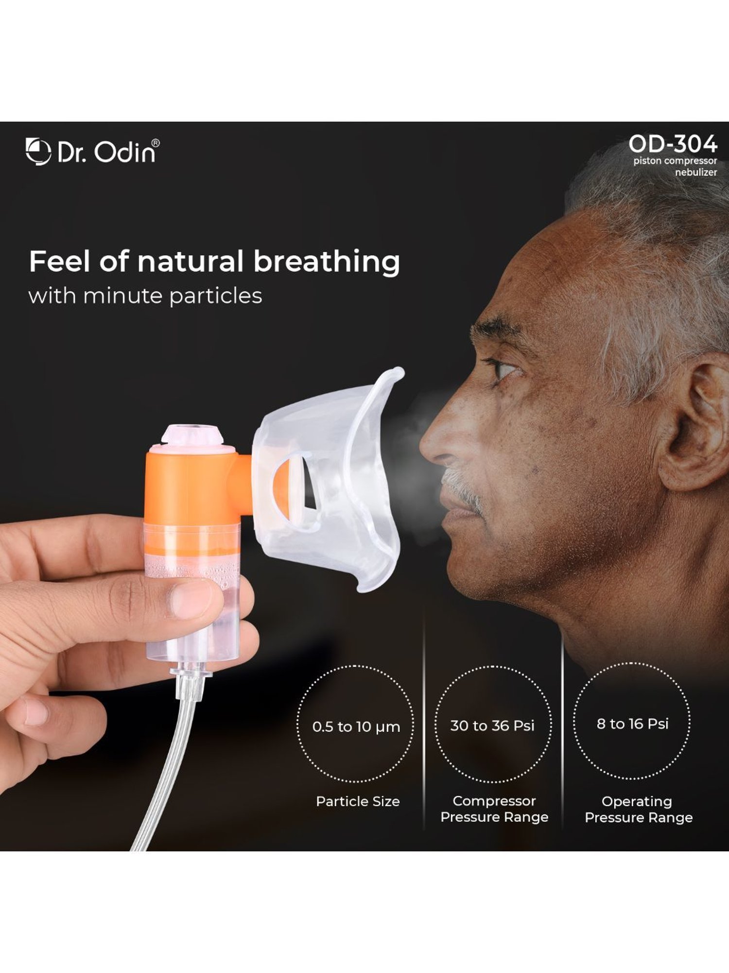 Dr. Odin OD304 Nebulizer with Piston Compressor Technology (Yellow)