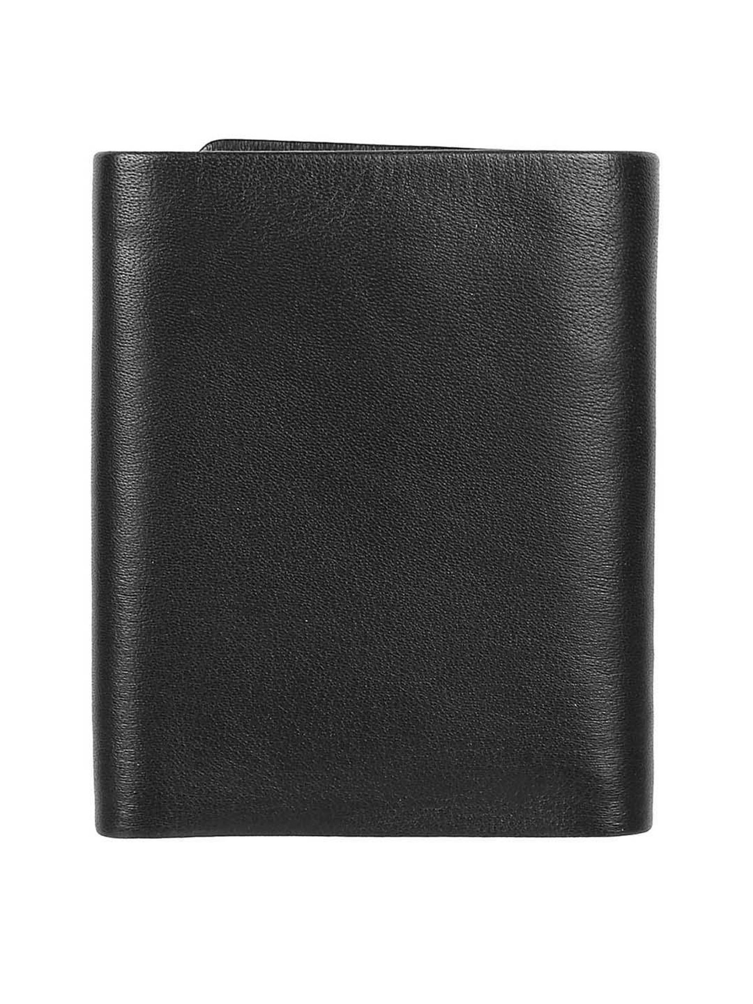 Mochi Black Casual Leather Tri-Fold Wallet for Men