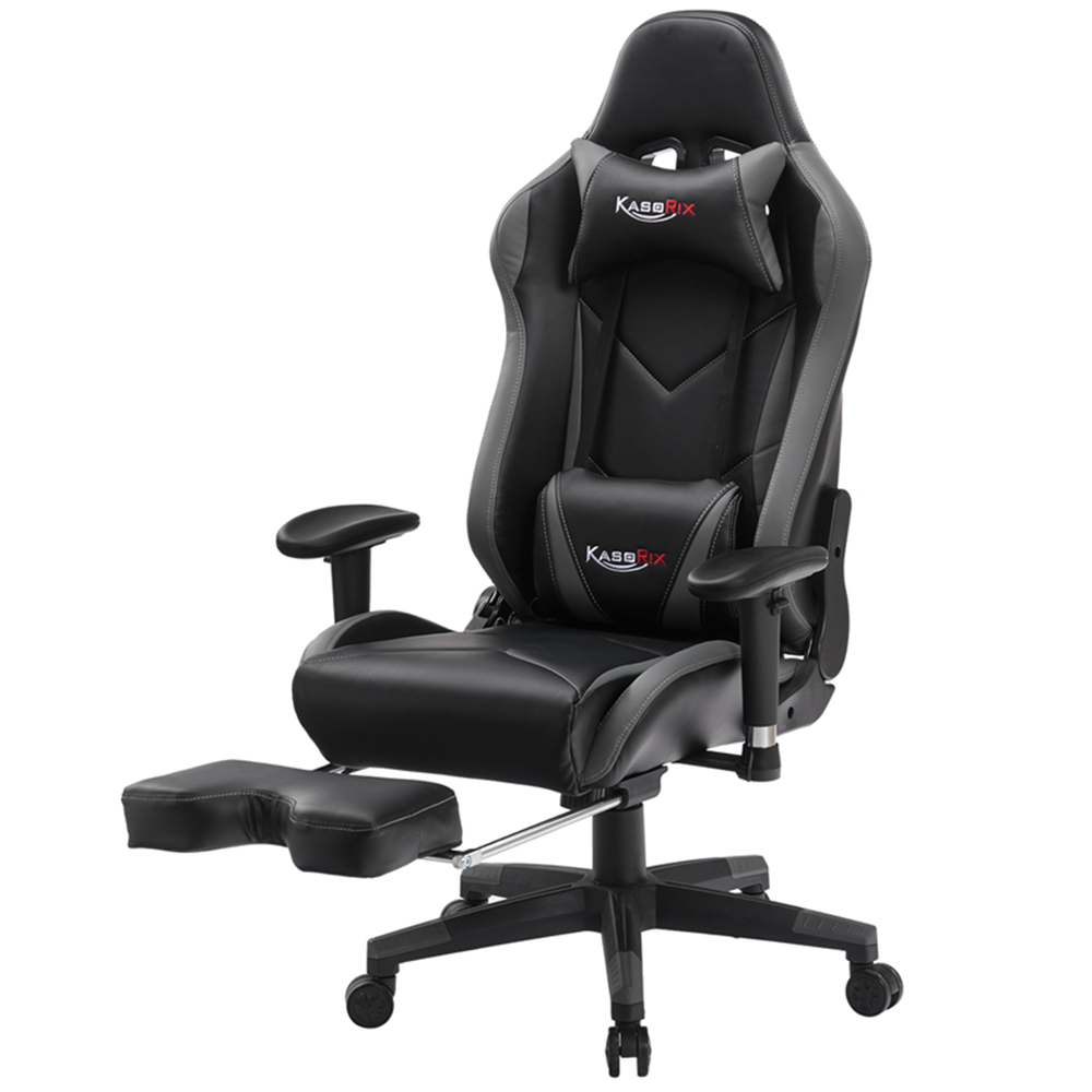 Kasorix Gaming Chair Racing Style Computer Chair with Footrest PU Leather Adjustable Gamer Chair with Headrest and Lumbar Support