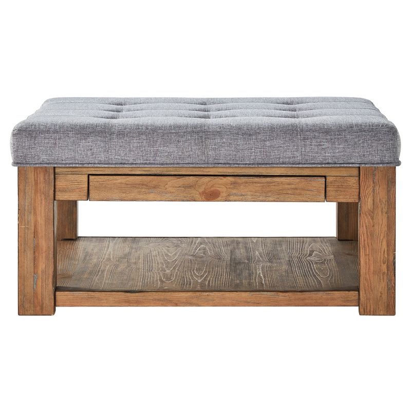 Southgate Natural Dimple Tufted Cocktail Ottoman Smoke - Inspire Q