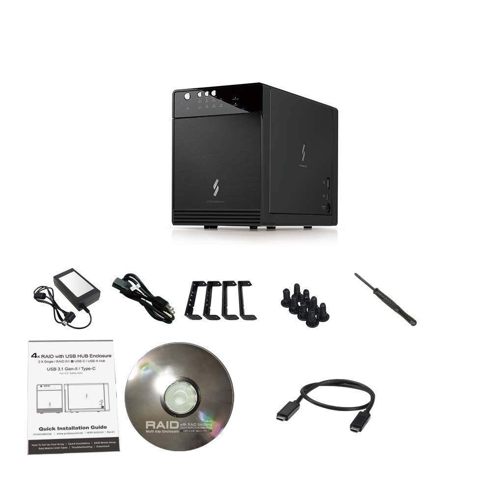 Mediasonic Raid USB 3.1 Type C 4 Bay 3.5&rdquo; SATA Hard Drive Enclosure with USB 3.1 Hub Feature &ndash; USB 3.1 Gen 2 10Gbps (HFR7-SU31CH)