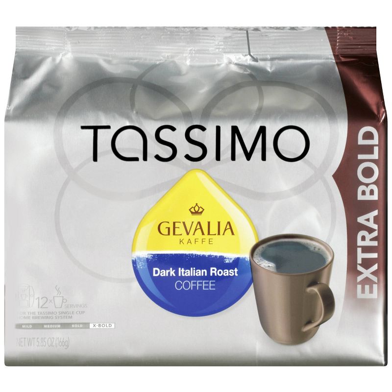 Tassimo Gevalia Kaffe Dark Roast Italian Roast Extra Bold Roast - T-Disc Coffee Pods - 12ct