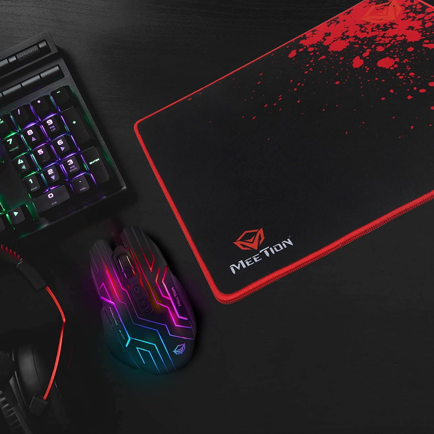 Meetion Gaming Mouse Lightweight with 6 Buttons 200-4800 DPI 3D Anti-Slip Roller Computer Mice RGB Gamer Desktop Laptop PC Gaming Mouse