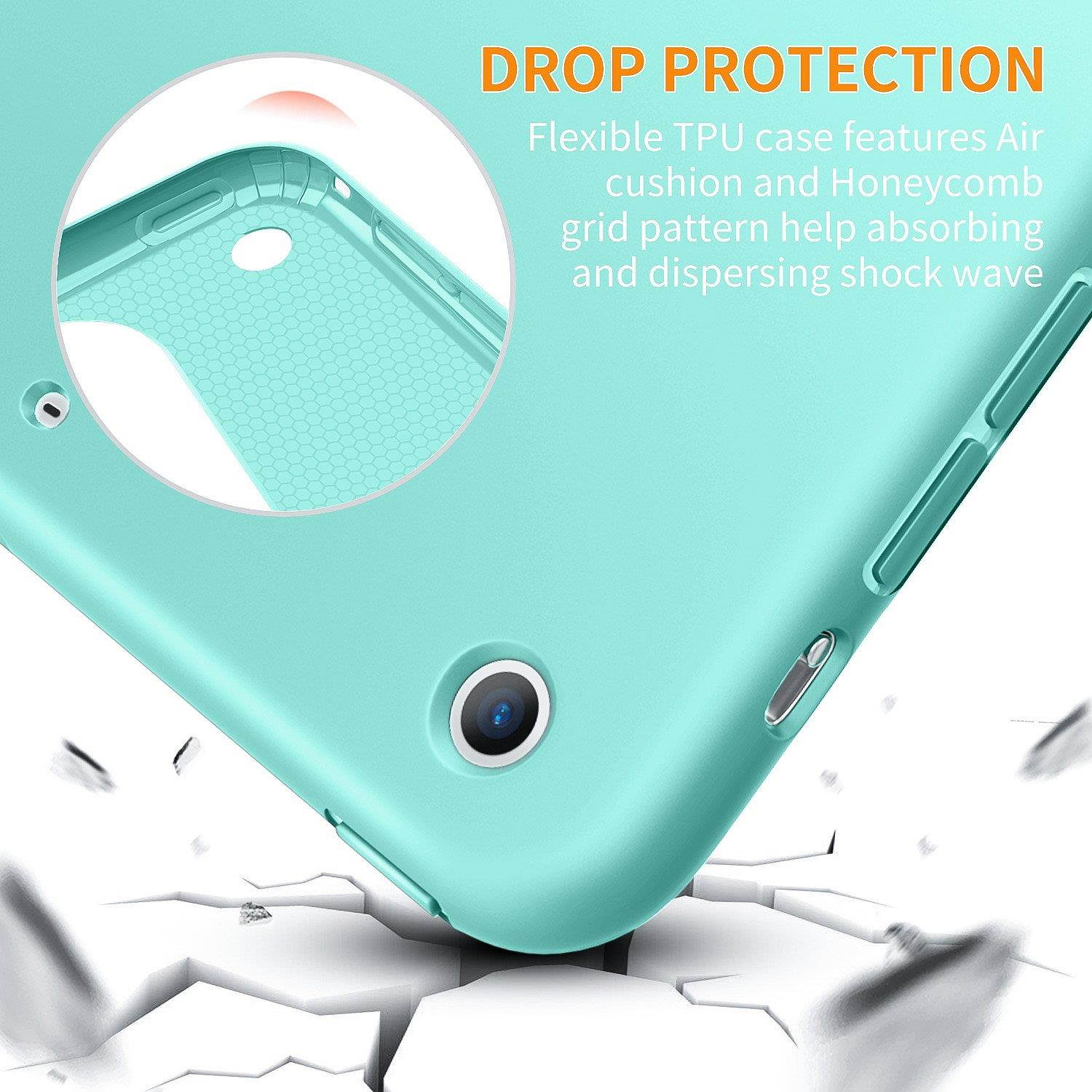 DTTO iPad Mini Case for iPad Mini 3/2 / 1, Ultra Slim Lightweight Smart Case Trifold Cover Stand with Flexible Soft TPU Back Cover for iPad Apple Mini, Mini 2, Mini 3 [Auto Sleep/Wake](Mint Green)