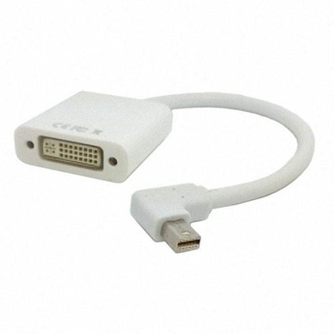 CY White color Right Angled 90 degree Mini DisplayPort DP male to DVI Female Adapter Cable 20cm DP-075-RI