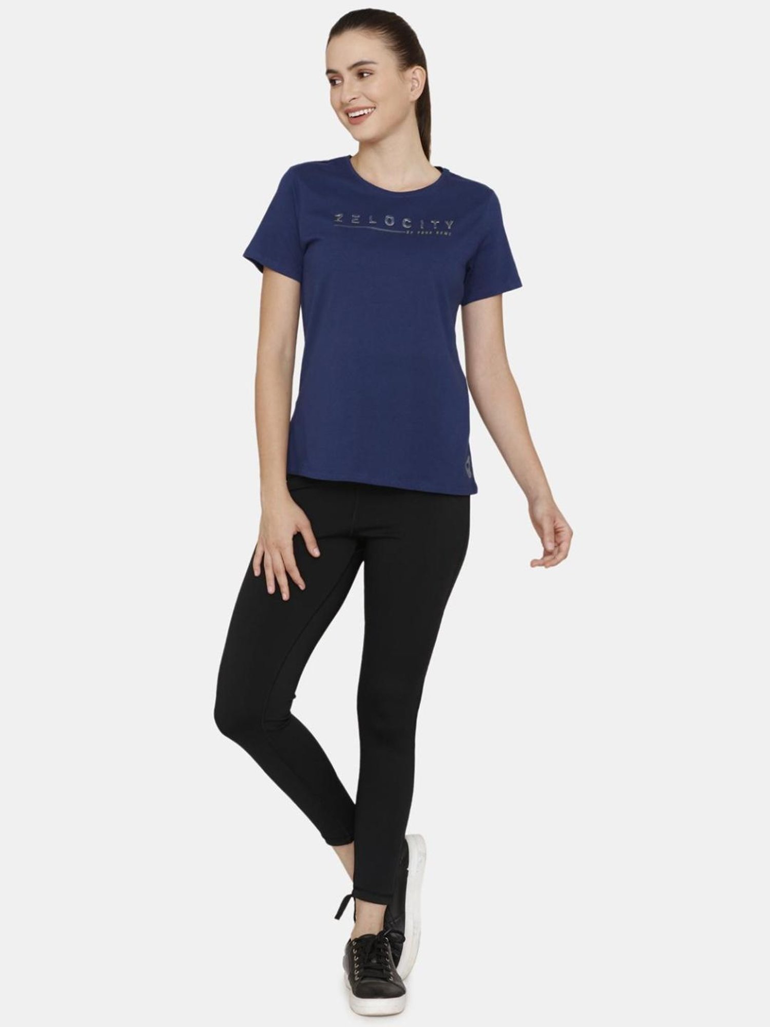 Zelocity by Zivame Navy Graphic Print Sports T-shirt