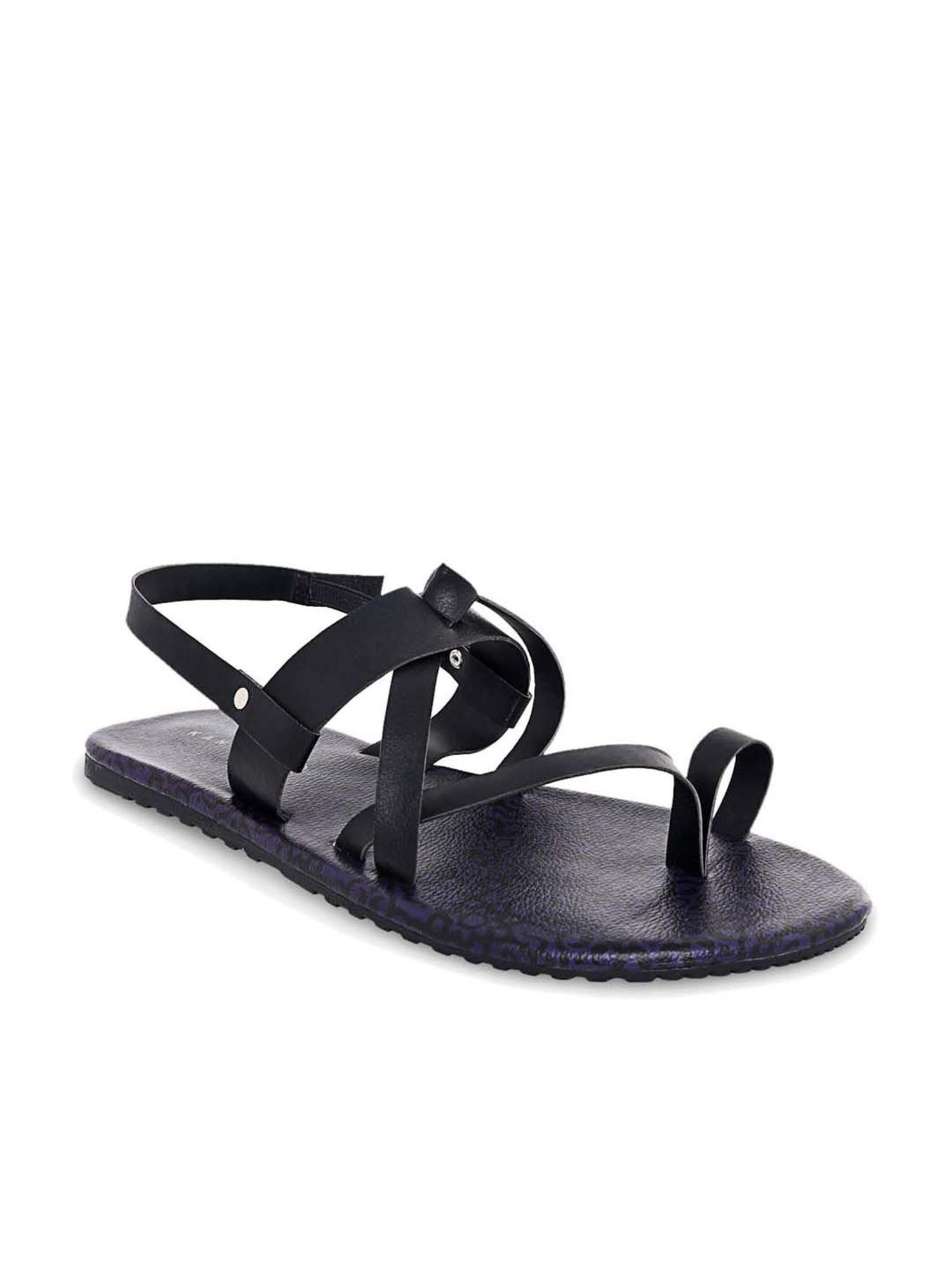 KANVAS Men's The Mystic Of The Mughals Black Toe Ring Sandals