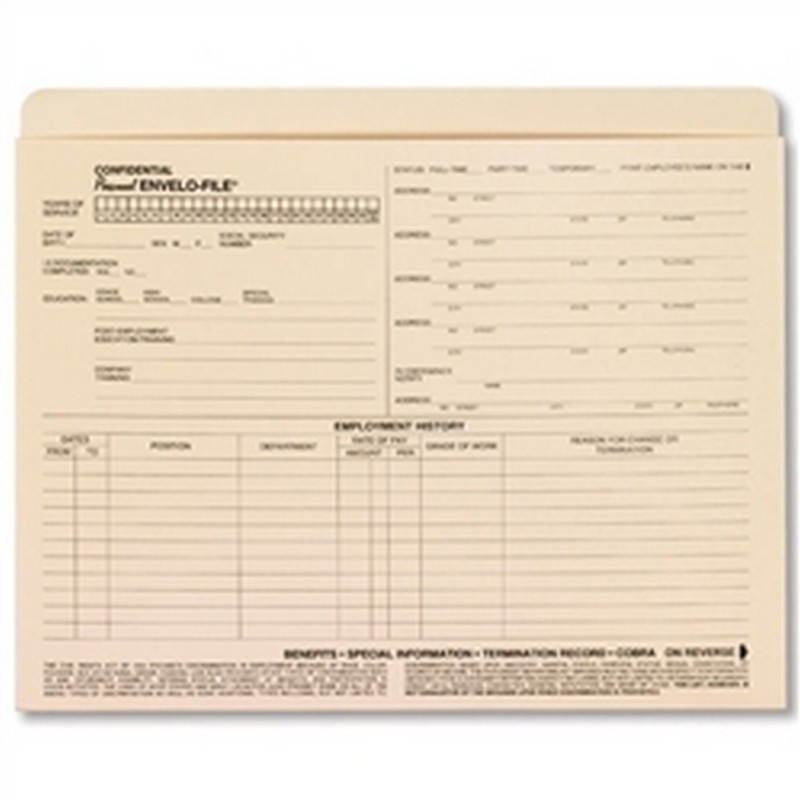 Envelo-File Confidential Personnel Pockets, 9-1/2" x 11-3/4". - 25 per Pack