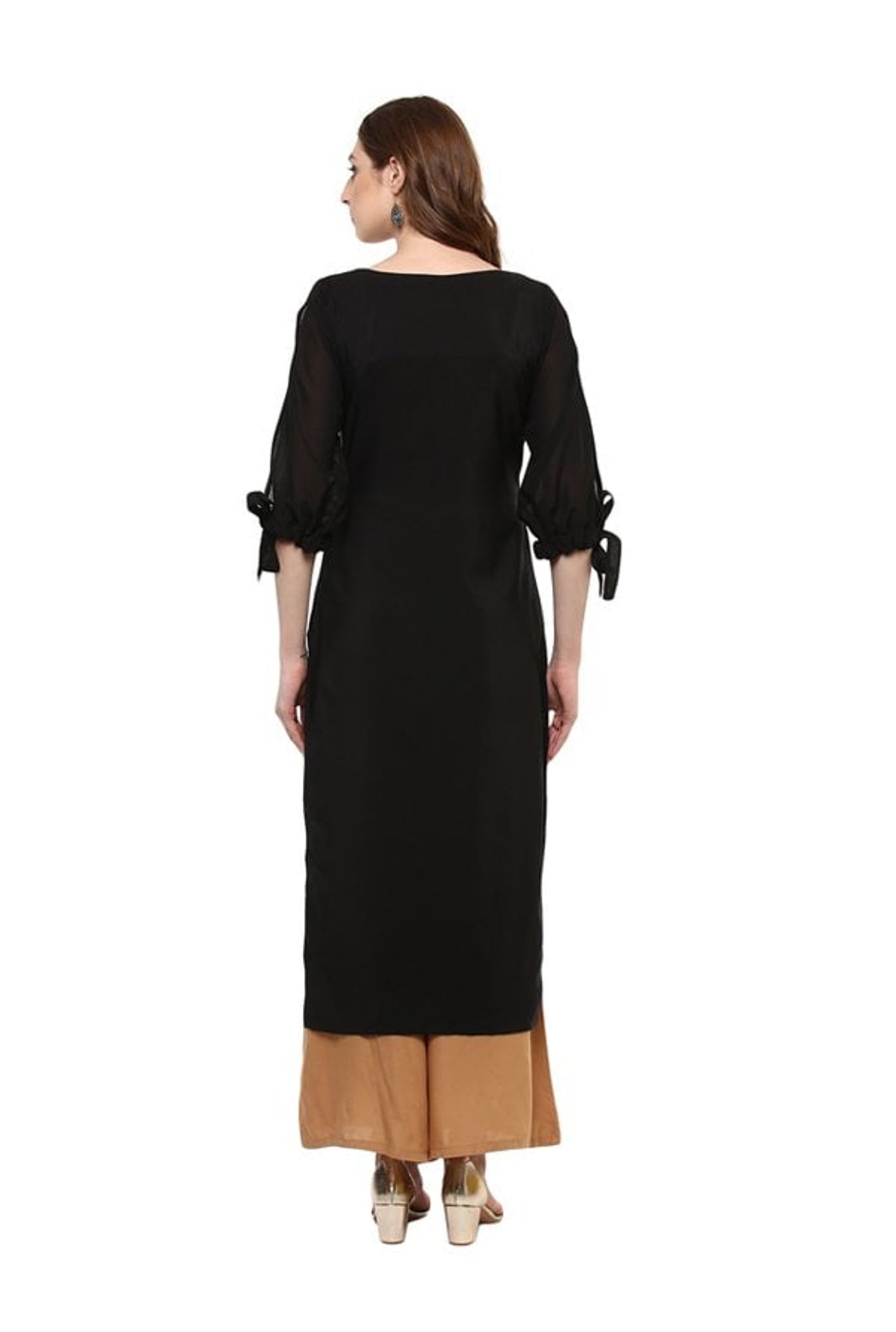 Ziyaa Black Printed Crepe Kurta