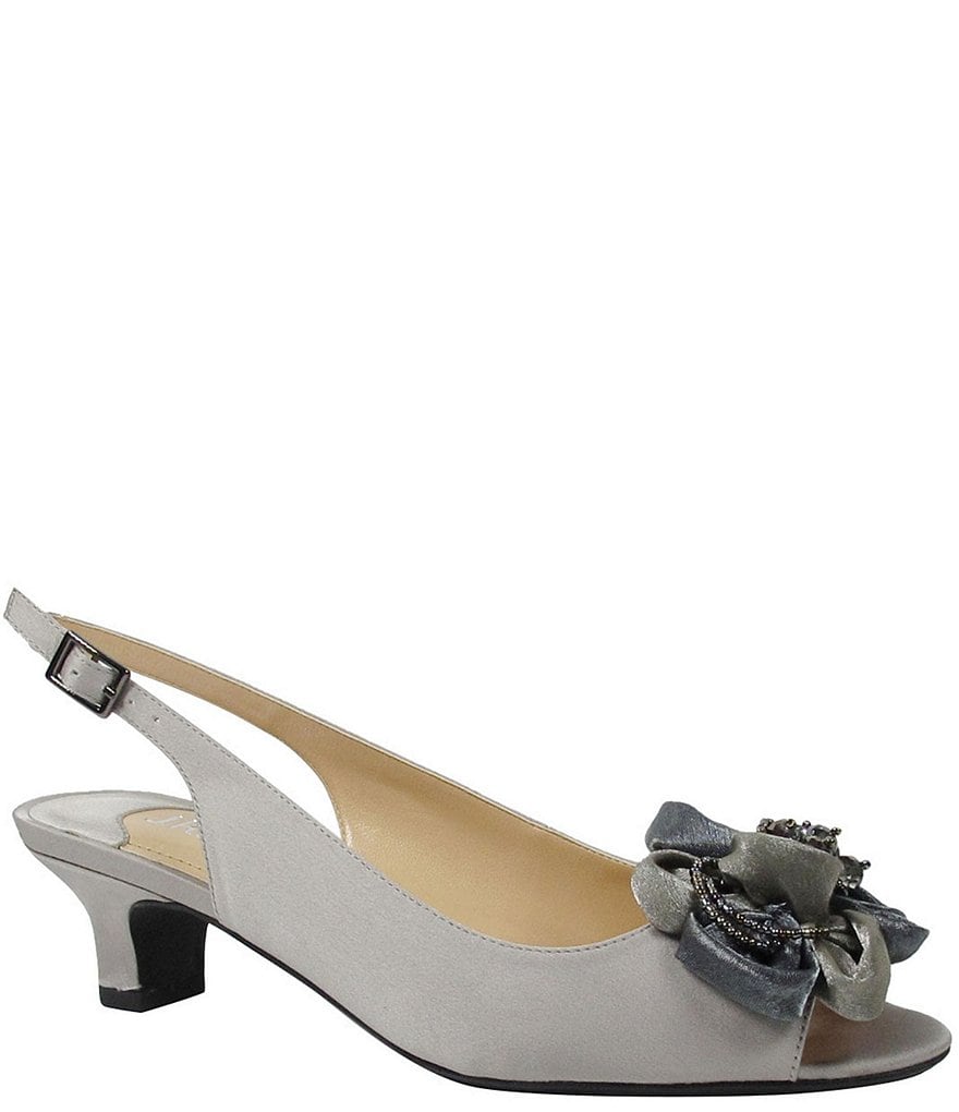 J. Renee Leonelle Embellished Bow Slingback Peep Toe Pumps