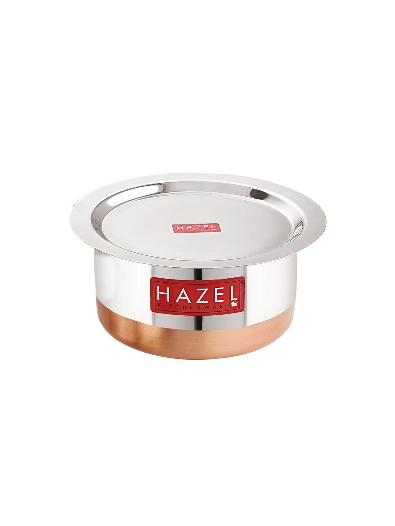 HAZEL Silver Stainless Steel Copper Bottom Tope with Lid (1 L)