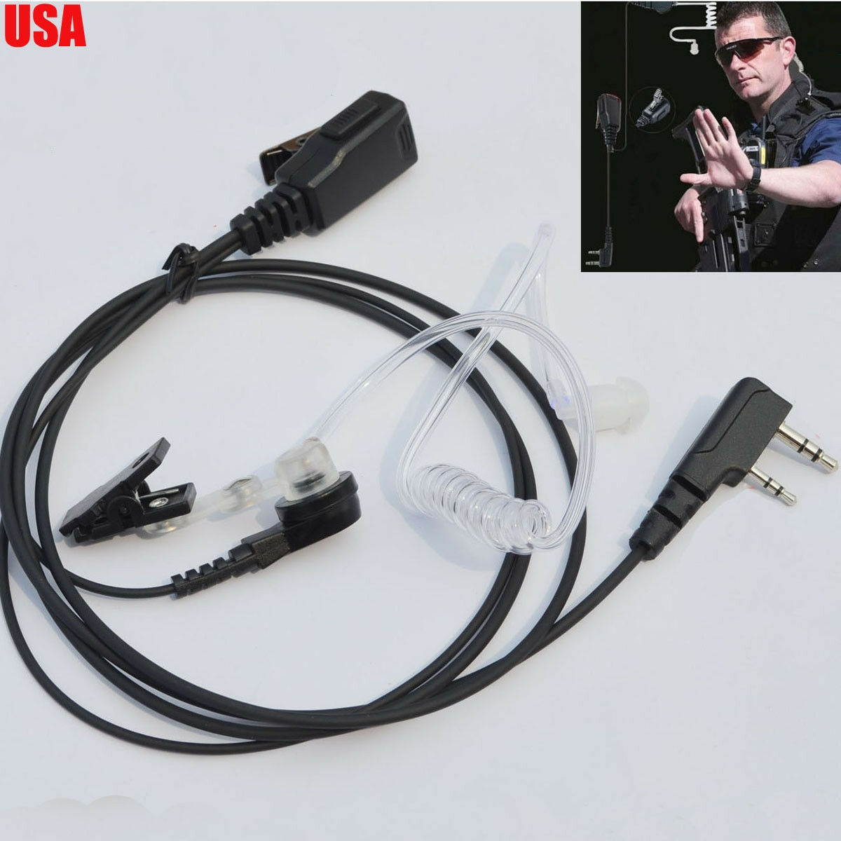 ACOUSTIC TUBE Covert Earpiece PTT Mic For Kenwood Wouxun Puxing Linton