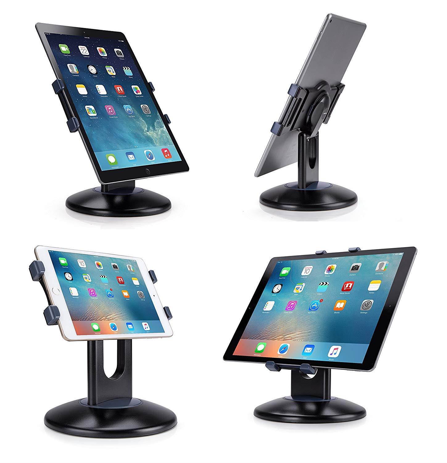 AboveTEK Retail Kiosk iPad Stand, 360&deg; Rotating Commercial Tablet Stand, 6-13.5" iPad Mini Pro Business Tablet Holder, Swivel Design for Store POS Office Showcase Reception Kitchen Desktop (Black)