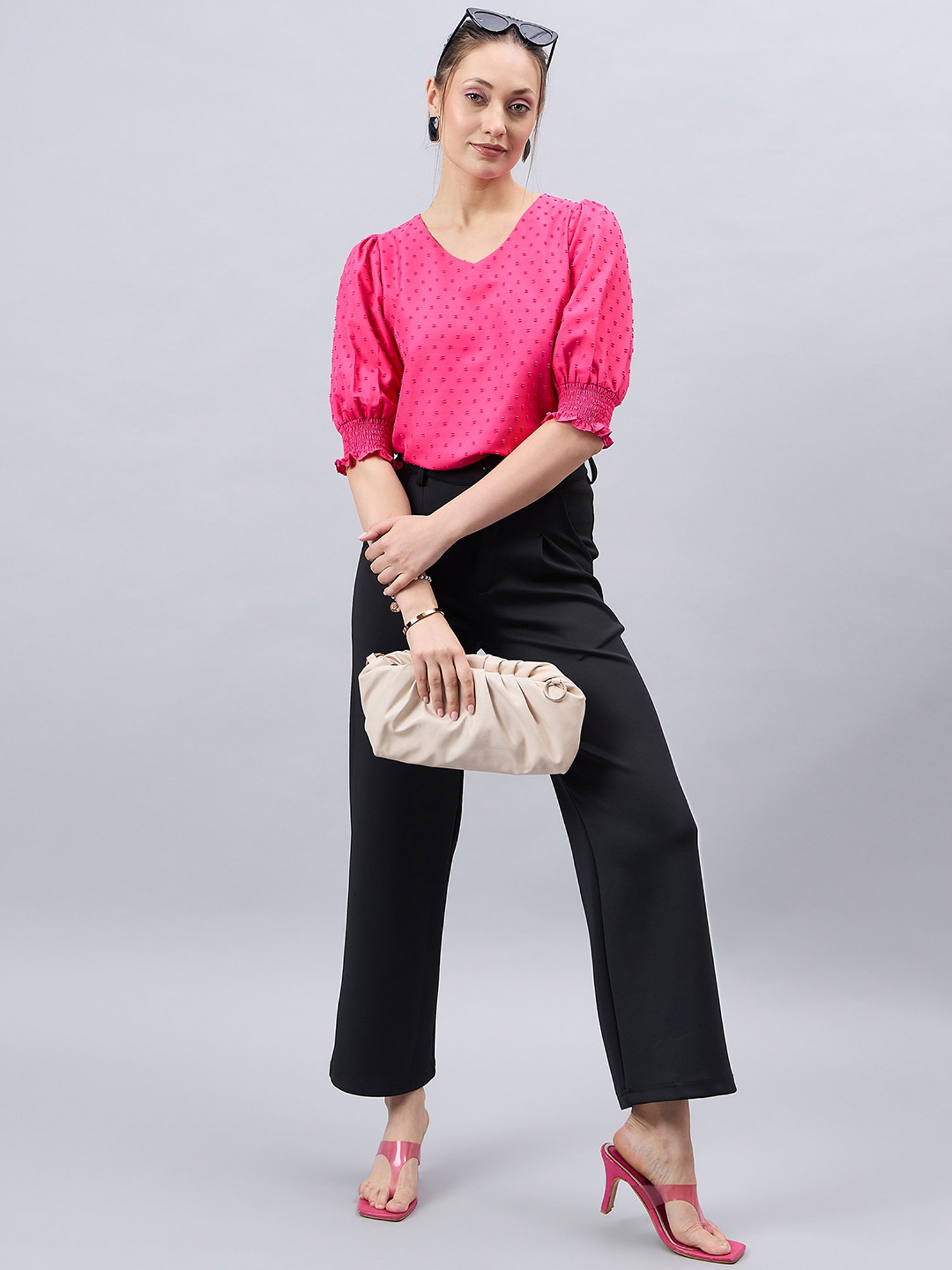 Style Quotient Pink Self Design Top