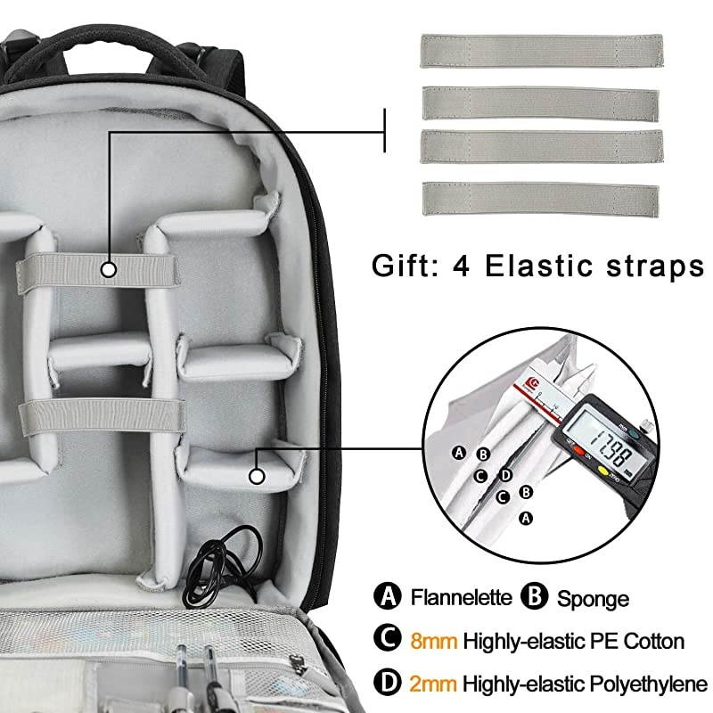 Waterproof DSLR Camera Bag Backpack Professional Large Camera Backpack with Laptop Compartment 14",Tripod Holder, USB Charging and Rain Cover for Nikon Canon Sony Mirrorless Cameras and Lenses