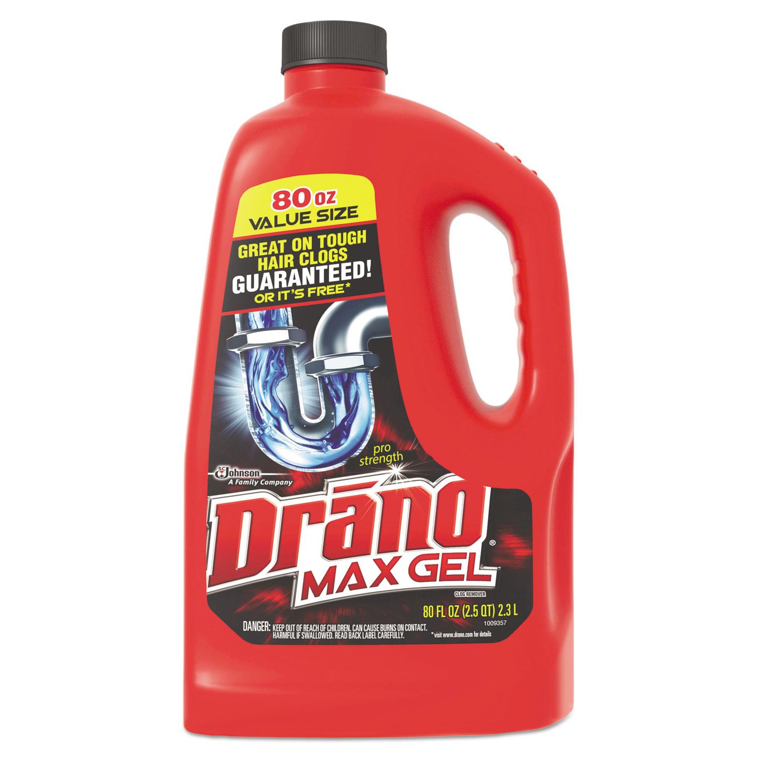 Drano Max Gel Clog Remover Bleach Scent 80 oz Bottle 6/Carton 694772