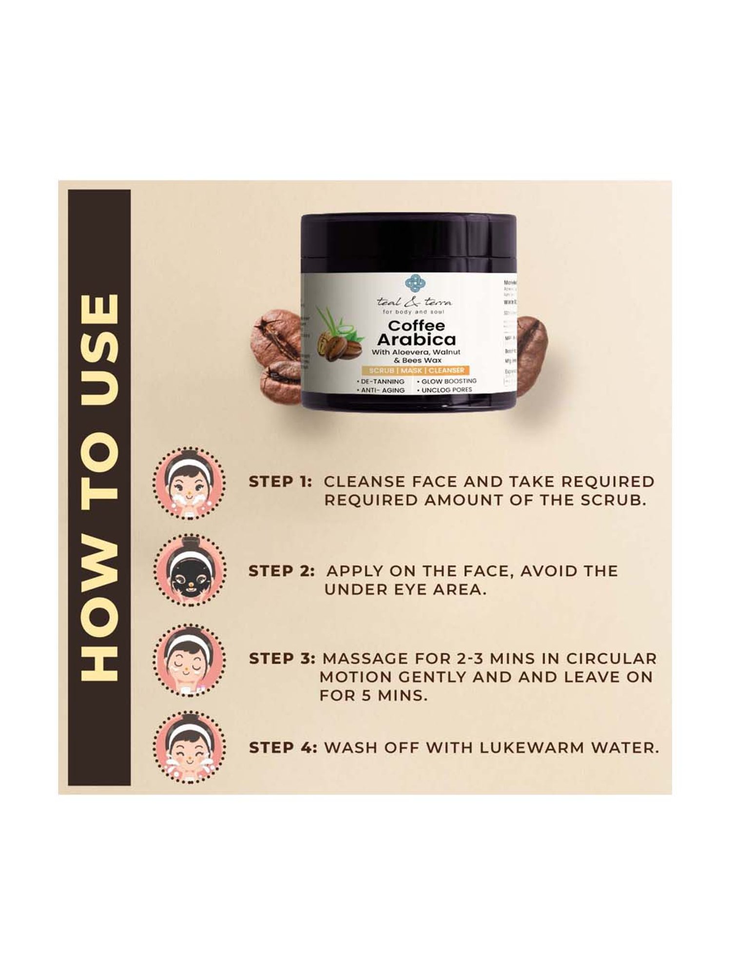 Teal & Terra 3-In-1 Face Mask Coffee Arabica - 100 gm