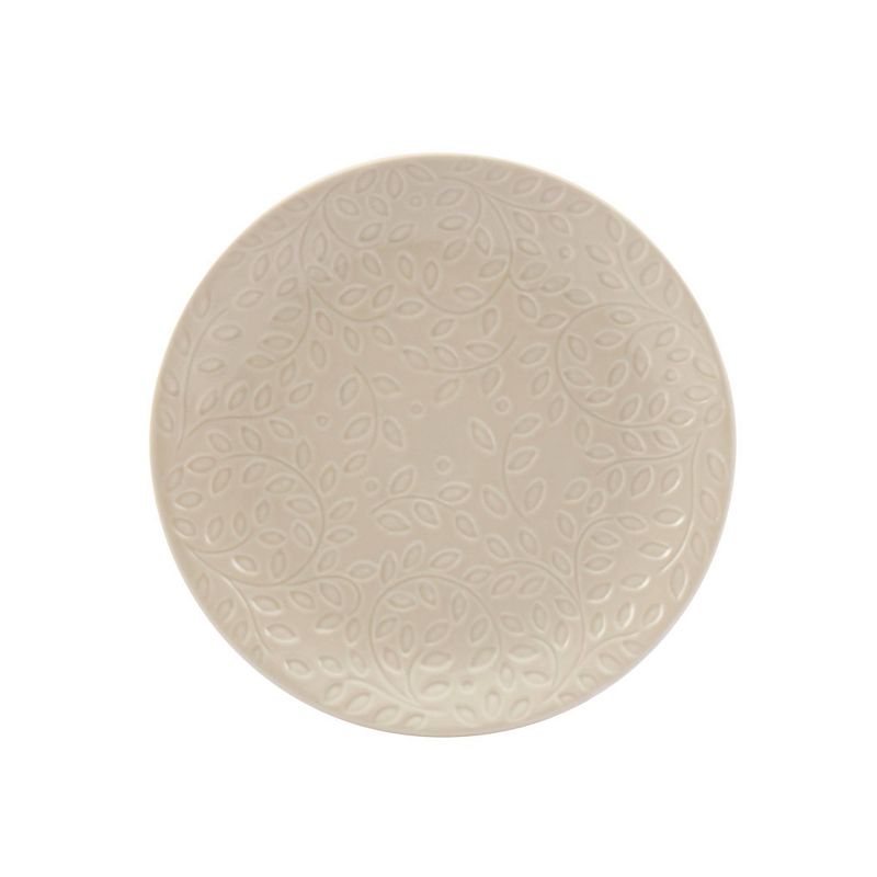 20pc Stoneware Embossed Boxwood Dinnerware Set White - Tabletops Gallery