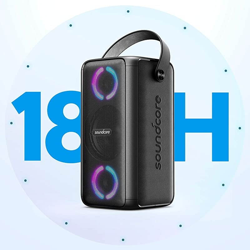 Trance Bluetooth Speaker, Outdoor Bluetooth Speaker with 18 Hour Playtime, BassUp Technology, Huge 101dB Sound, LED Lights,  App, IPX7 Waterproof, Wireless Speaker for Party