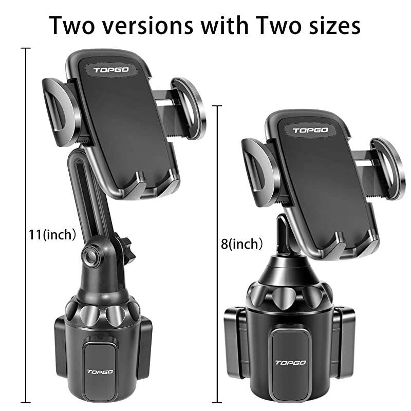 Adjustable Pole Automobile Cup Holder Smart Phone Cradle Car Mount for iPhone 12 Pro/XR/XS Max/X/11/8/7 Plus/6s/Samsung S10 /Note 9/S8 Plus/S7 Edge(Black, 11inch)