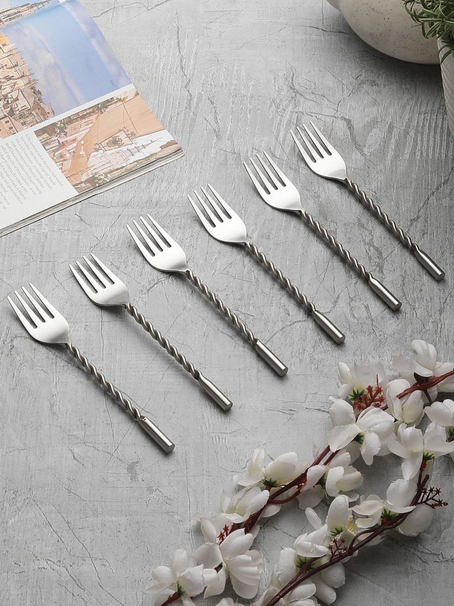 FnS Creta Silver Stainless Steel Dinner Fork - Set of 12