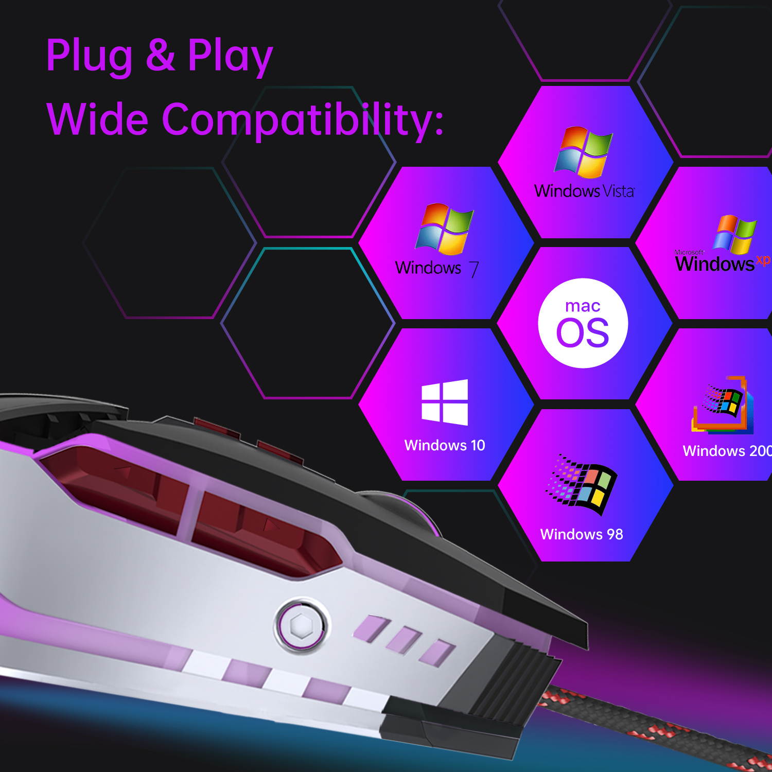 Donwell 7-Buttons Gaming Mouse USB Wired LED Breathing Fire Button 3200 DPI Laptop PC, Valentines Day gift, Gaming Mechanical Wired Mouse