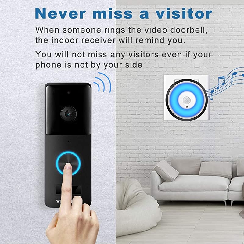WiFi Video Doorbell Receiver  Camera Video Chime with 58 Ringtones 4 Adjustable Volume Levels Night Light Black Receiver Doorbell Receiver only