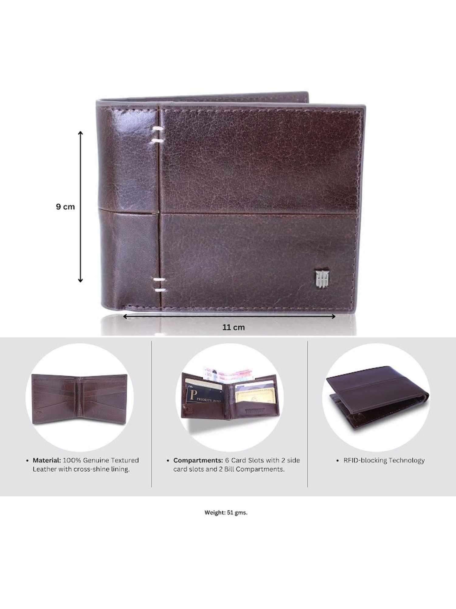 THE HOLISTIK Delta Brown Casual Leather Bi-Fold Wallet for Men