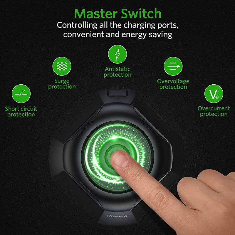 Protector Power Strip Tower 9 AC Outlet 3 USB Ports 1 USB C Ports with 10FT Extension Cord Power Strip Vertical Overload Protection, Multiple Outlets Electric Charging Station for Home Office