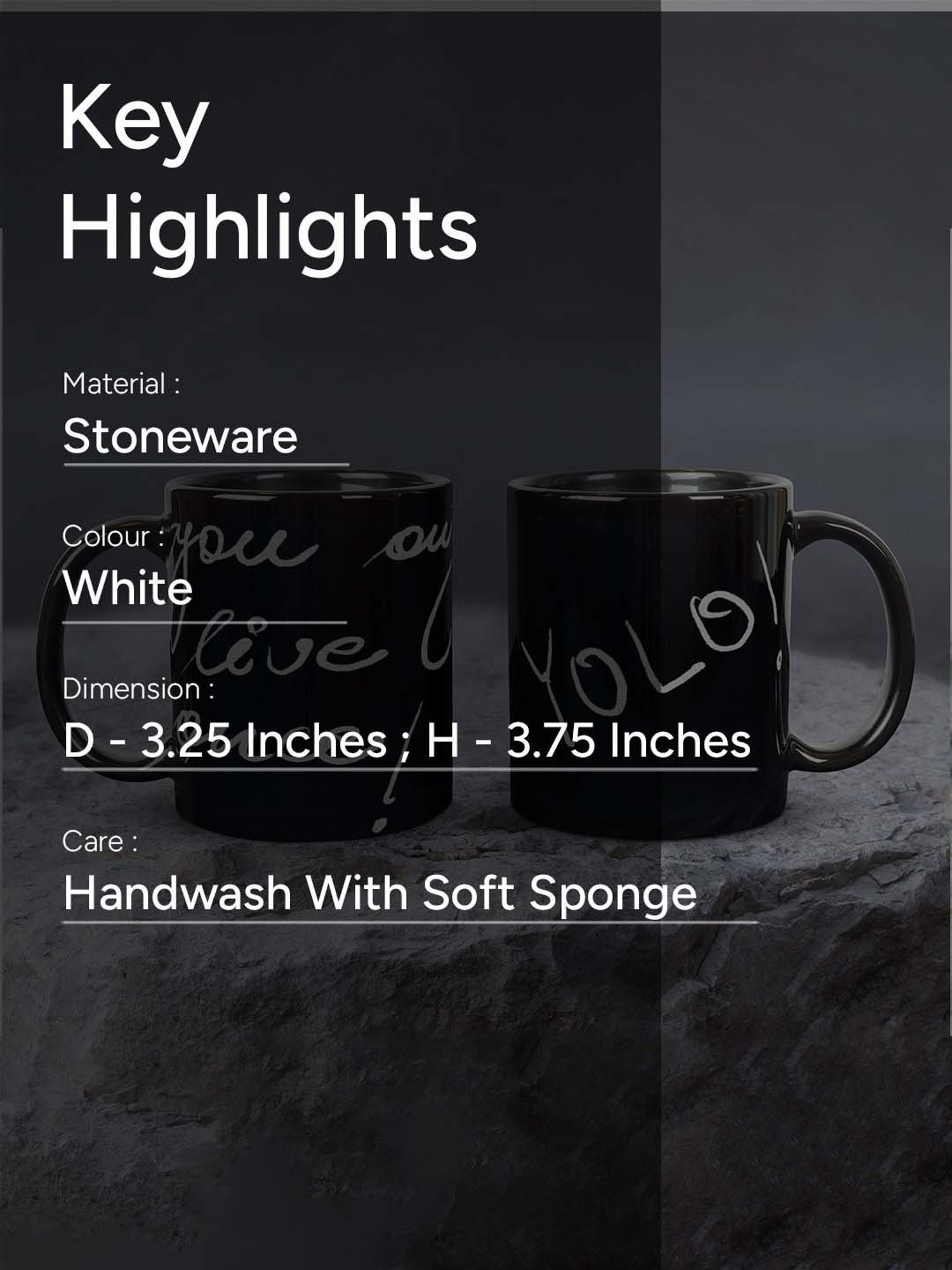 Nestroots Black Stoneware Chic Fomo Coffee Mug (0.325 L)