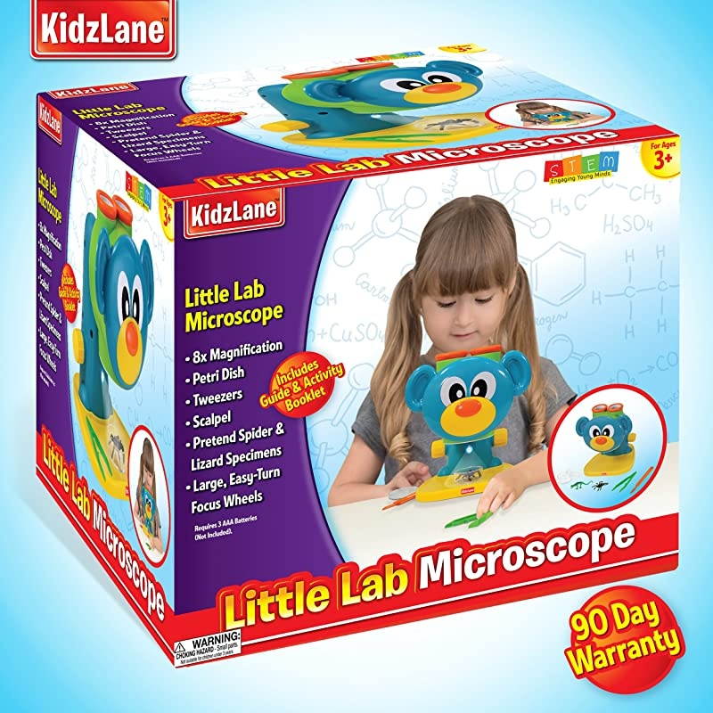 Microscope Science Toy for Kids - Toddler Preschool Microscope with Guide & Activity Booklet