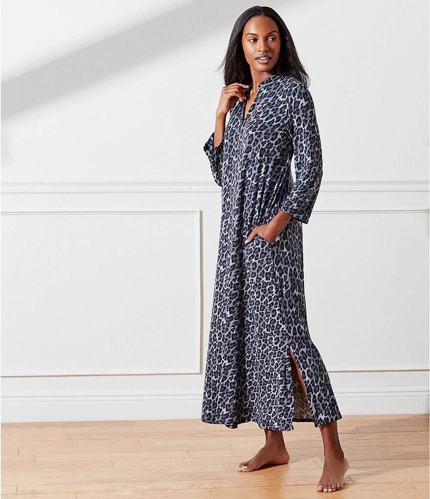 N Natori Wild Instinct Animal Print Jersey Knit Caftan