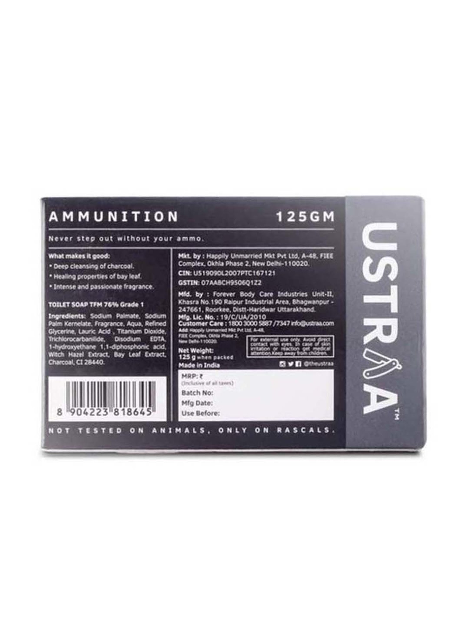 Ustraa Black Deodorant Body Spray & Ammunition Cologne Soap (Pack of 3)