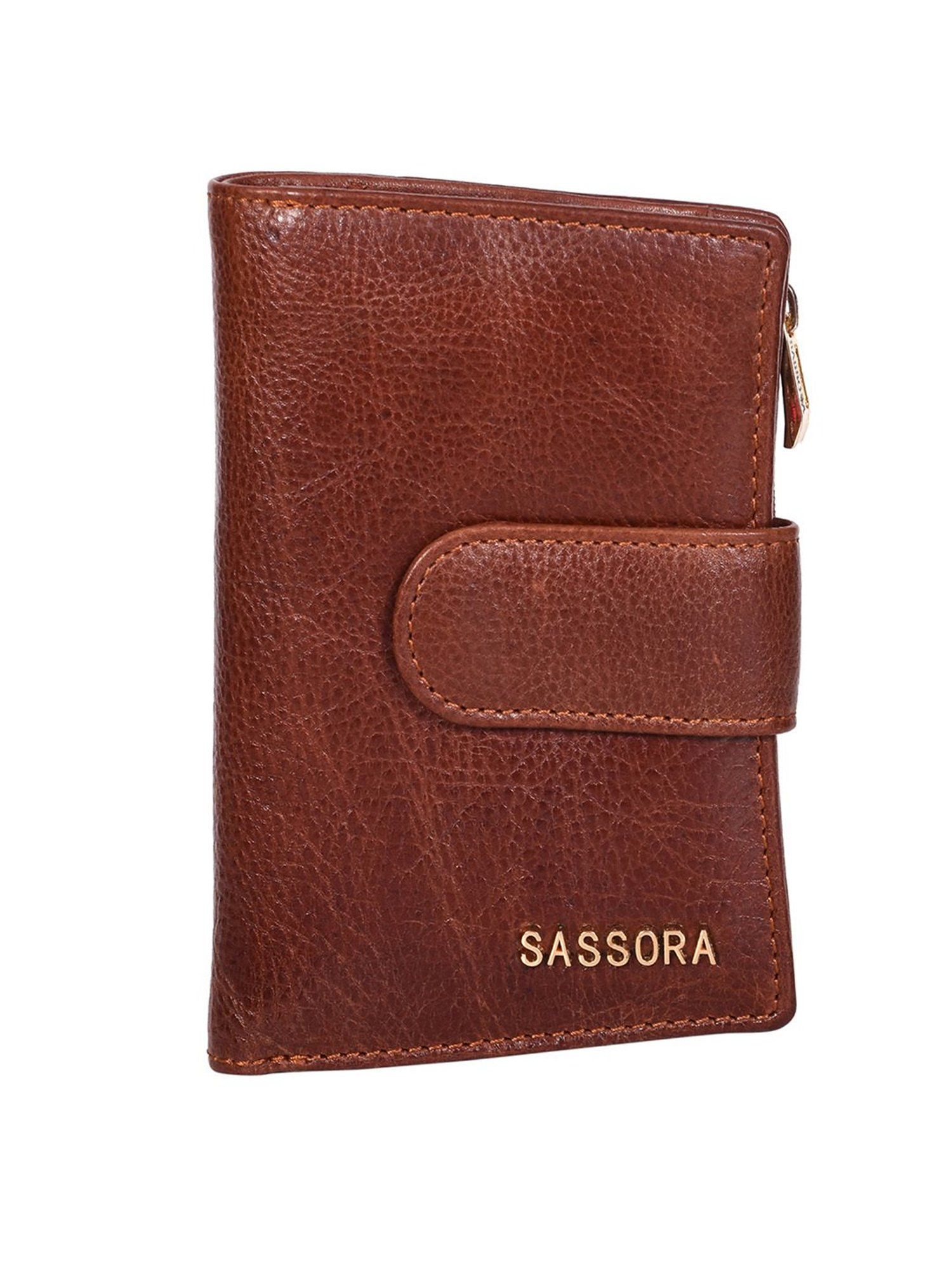 SASSORA Brown Solid Rfid Bi-Fold Wallet for Women