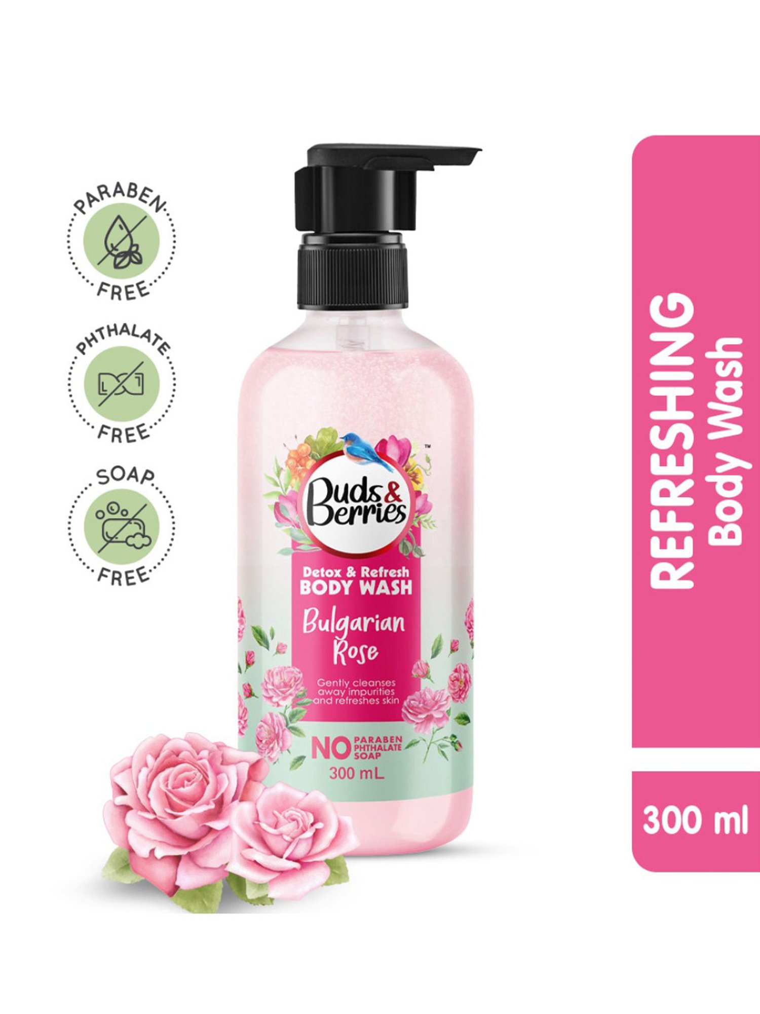 Buds & Berries Bulgarian Rose Detox & Refresh Body Wash - 300 ml