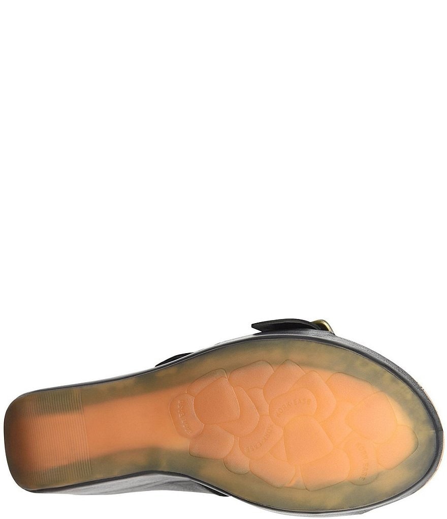 Kork-Ease Grace Leather Buckle Strap Platform Wedge Slide Sandals