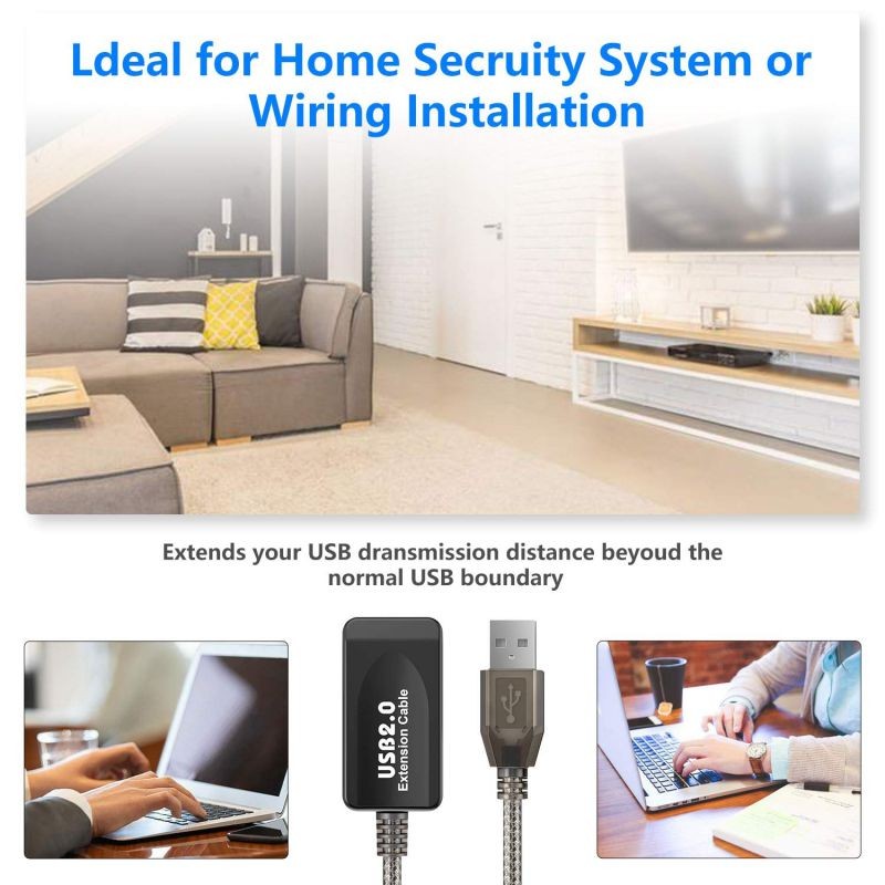 Halsouy USB 2.0 Extension Cable USB Extender Type A-Male to A-Female Repeater Extender Cord USB 2.0 High Speed Extension (50Feet / 15Meter)