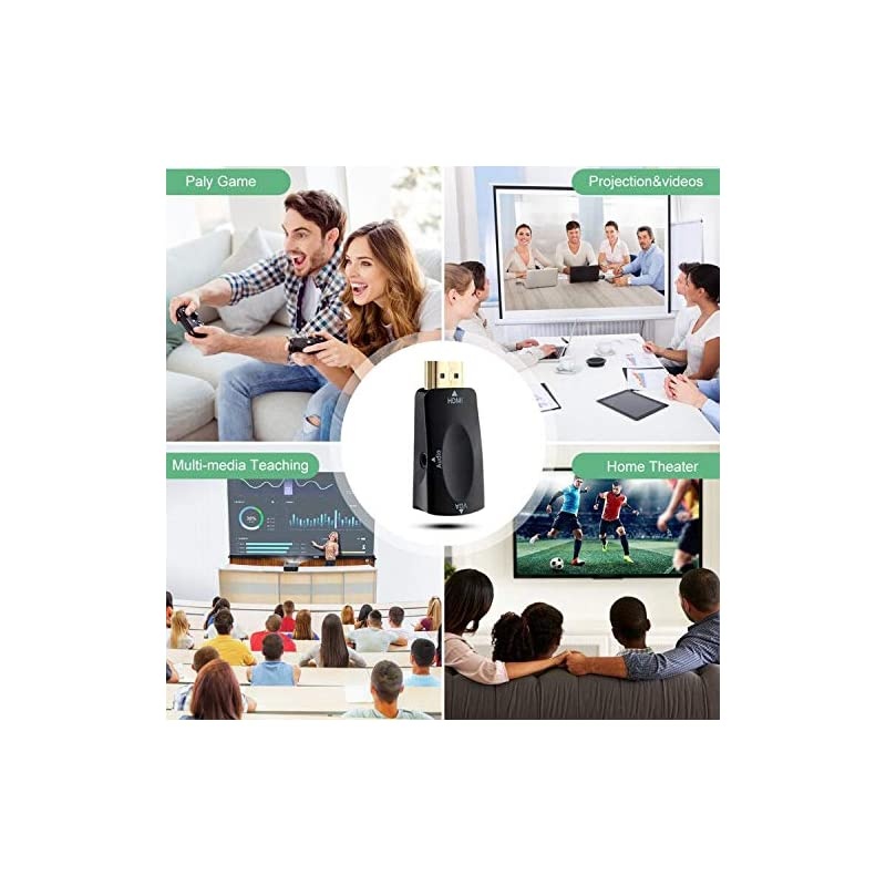 HDMI to VGA Adapter with 35 Audio Transmission 1080P HDMI to VGA Converter Plug for Computer PC Laptop HDTV Projectors Displayer