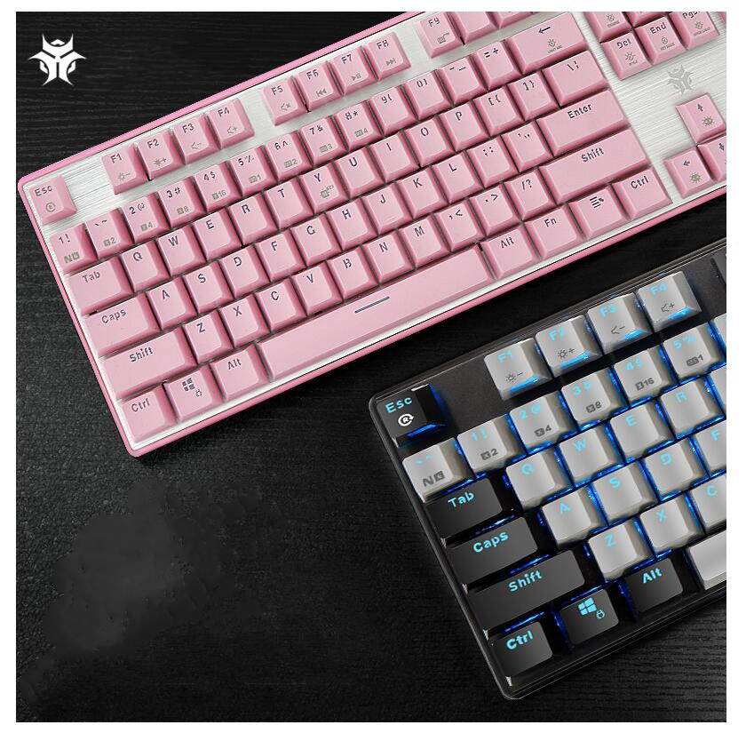 Hyeku GK706 N-key Rollover Ergonomic Design,Cool Exterior USB  Wired Kailh Brown Mechanical Gaming  Keyboard With White Backlit  For Office And Game - Pink