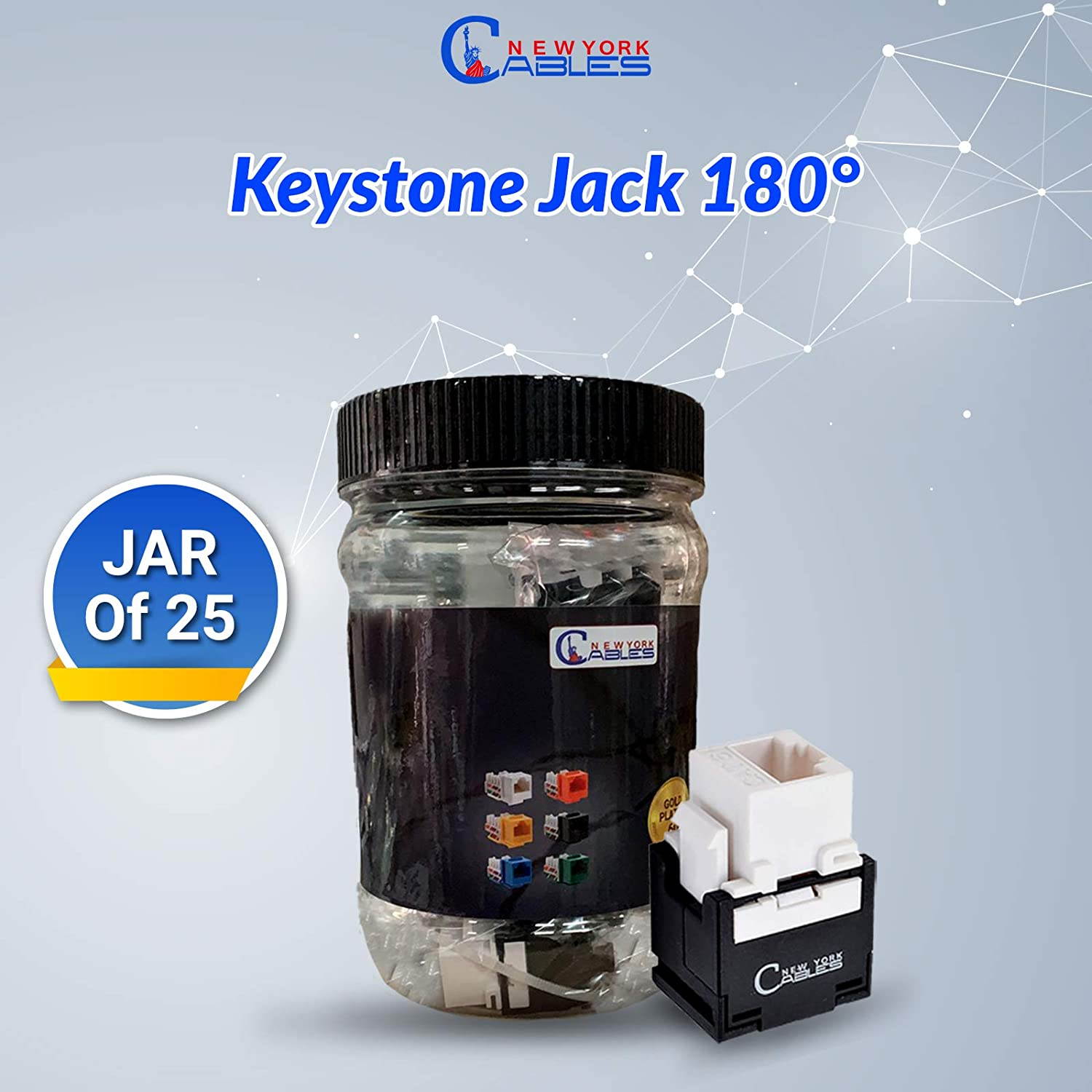 Cat6 rj45 180 Degree Keystone Jack, 10-Pack UL Listed Keystone Jack, rj45 Punch Down Keystone Jack Adapter, Cat6 Keystone Jacks for Modular Patch Panel & Keystone Jack Wall Plate (Pack of 10)