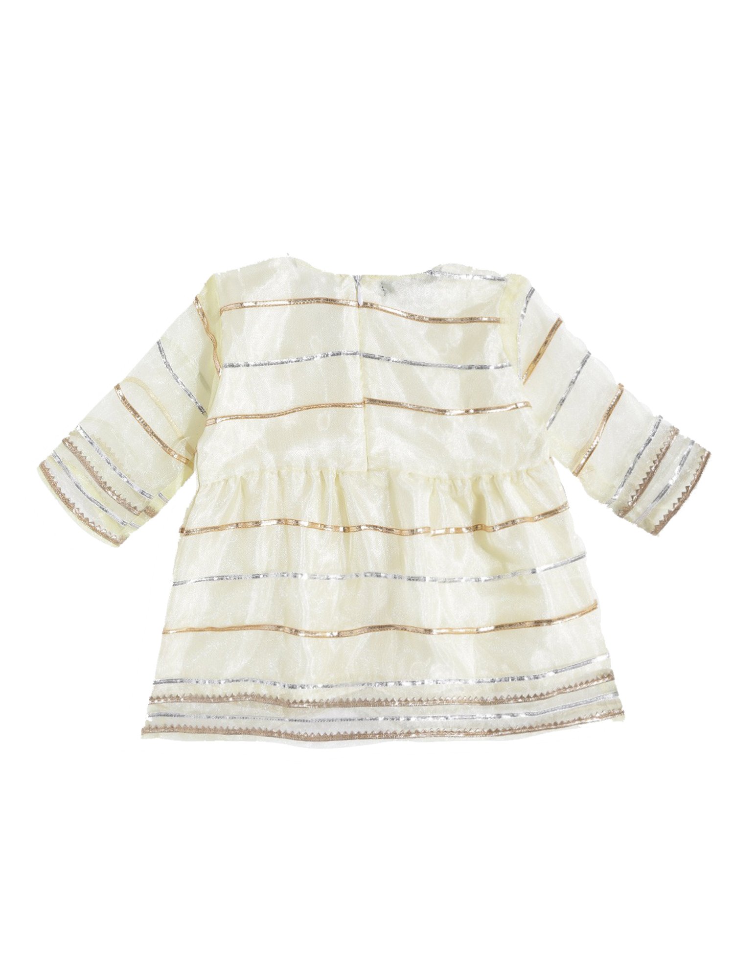 READIPRINT FASHIONS Kids Light Yellow Lace Full Sleeves Kurti With Skirt