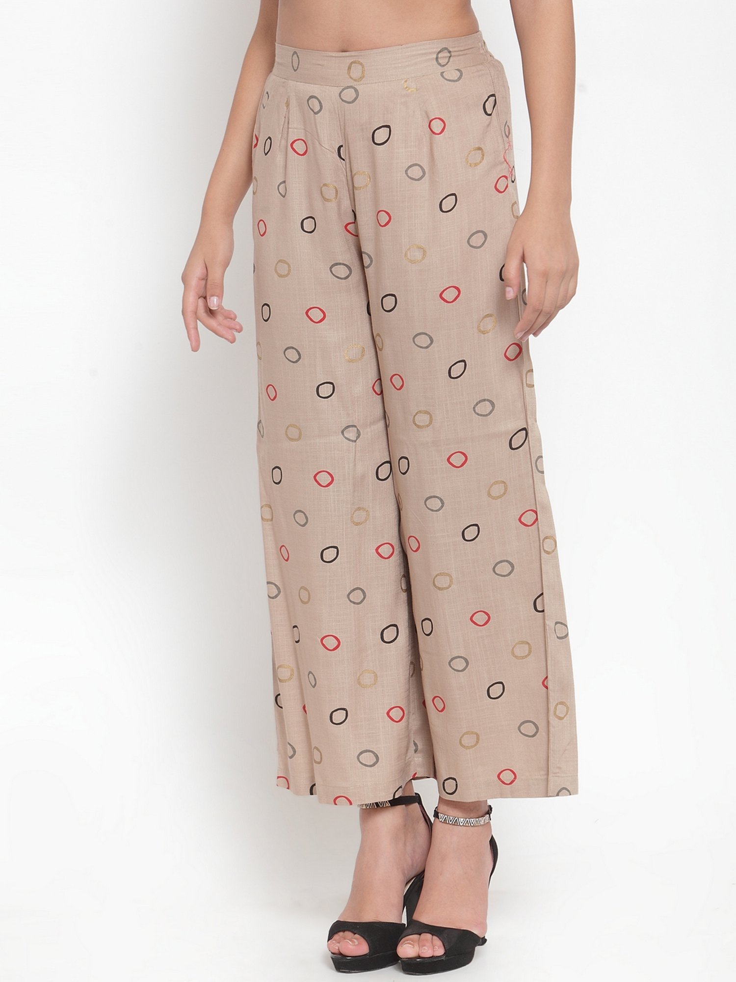 Indibelle Beige Printed Palazzos