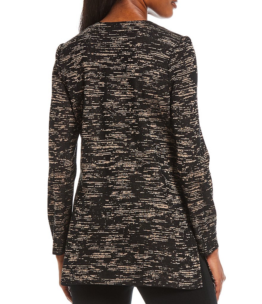 Eva Varro Solid Knit Jersey Notch Lapel Collar Two-Button Jacket