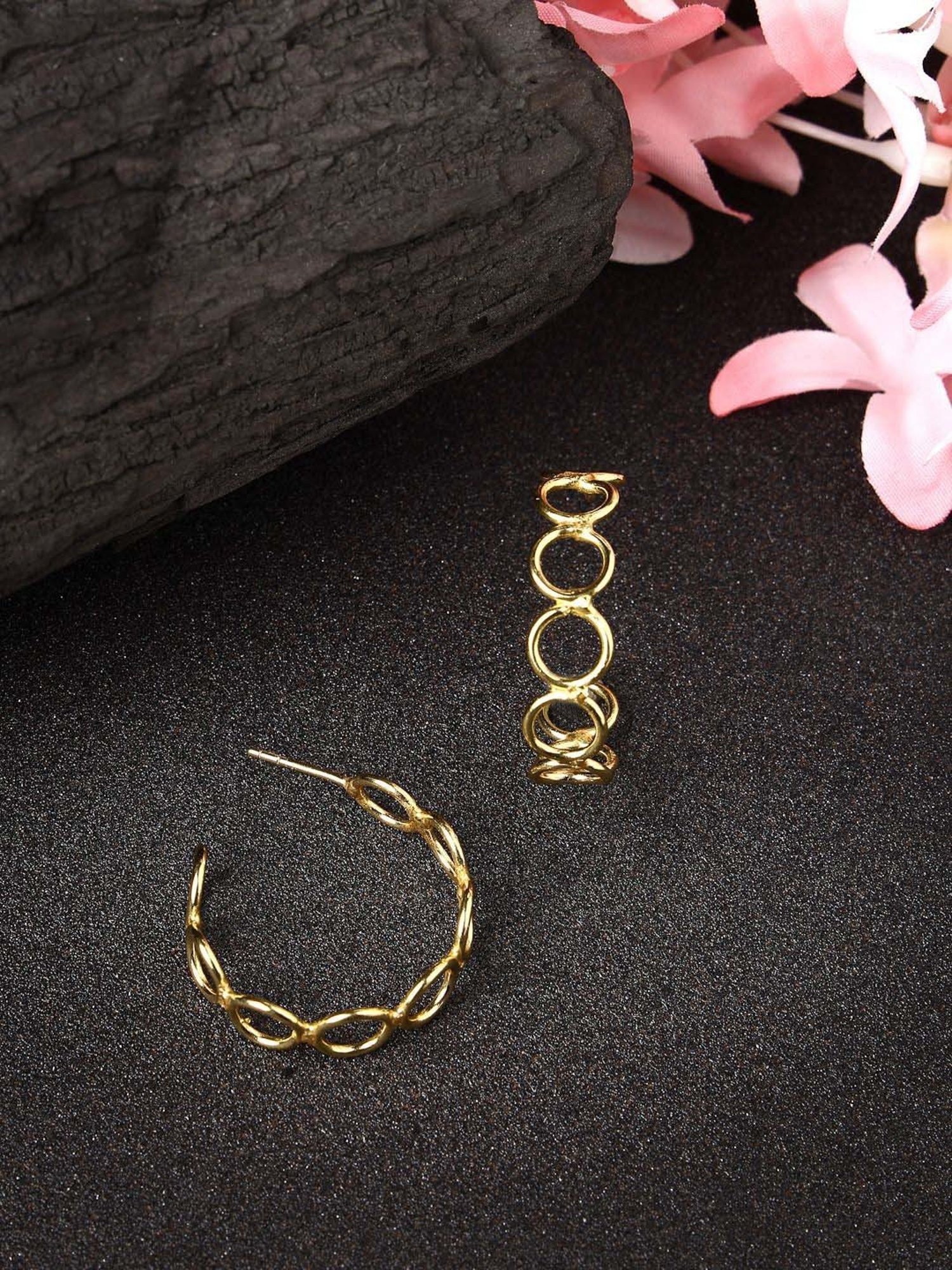 NVR Gold-plated Contemporary Half Hoop Earrings for Women