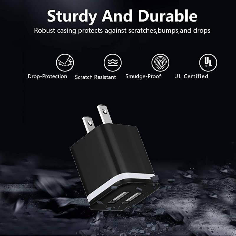 USB Wall Charger,  4-Pack 2.1A/5V Dual Port USB Power Adapter Charger Plug Charging Block Cube Replacement for iPhone Xs Max/Xs/XR/X, 8/7/6 Plus, Samsung, LG, HTC, Moto, Android Phones