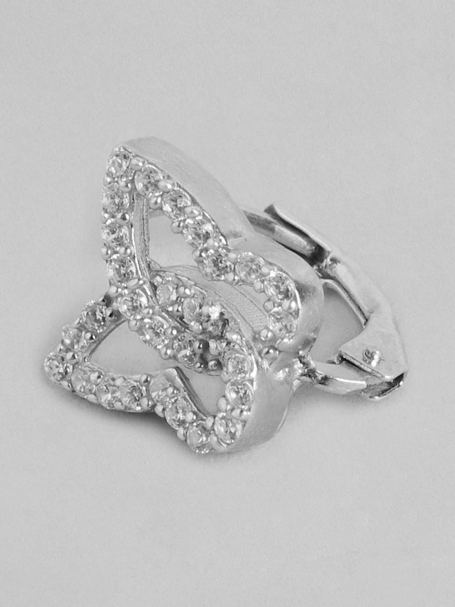 Zavya Butterfly CZ Rhodium-Plated 92.5 Sterling Silver Drop