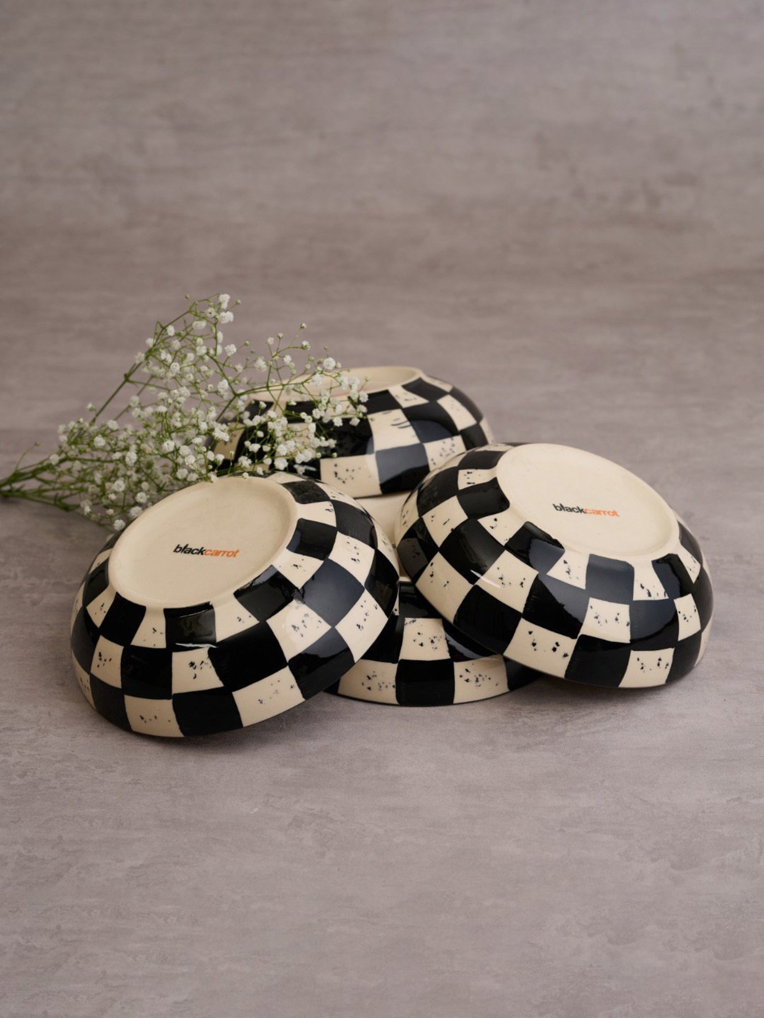 BlackCarrot Black & White Ceramic Dip Bowls Set of 2