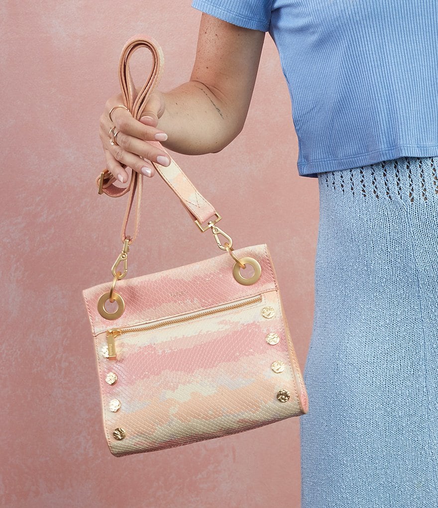 Hammitt Tony Snake Embossed Leather Studded Small Crossbody Bag