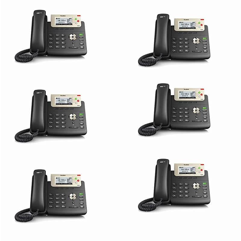SIP-T23G, 3 Lines HD Professional VoIP Phone, 3SIP Accts, 3way conf., dual port Gigabit, PoE, BUNDLE of 6