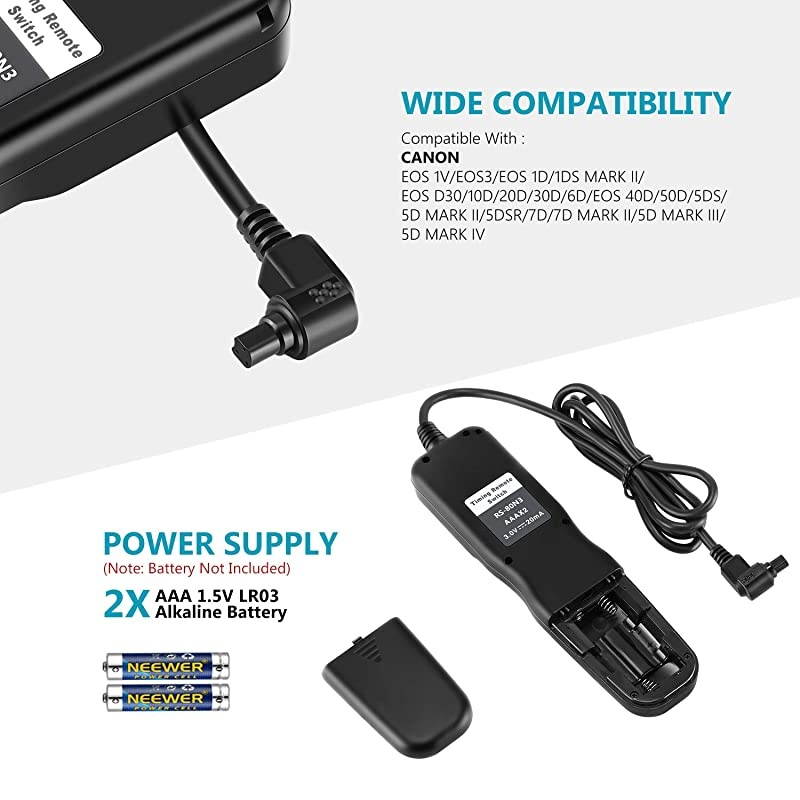 Timer Remote for Canon 50D, 40D, 30D, 20D, 10D, 5D,1Ds Mark III, 1D Mark III, 1D Mark II N, 1Ds Mark II,1D, 1V, EOS 3, D2000